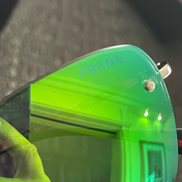 Prada Rimless Aviator Sunglasses Green Mirror Flash #SPS 52R - Picture 8 of 9